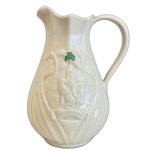 Belleek Ireland Ivory Porcelain Pitcher Embossed Trademark Logo 2018 Edition Pc - Picture 1 of 8